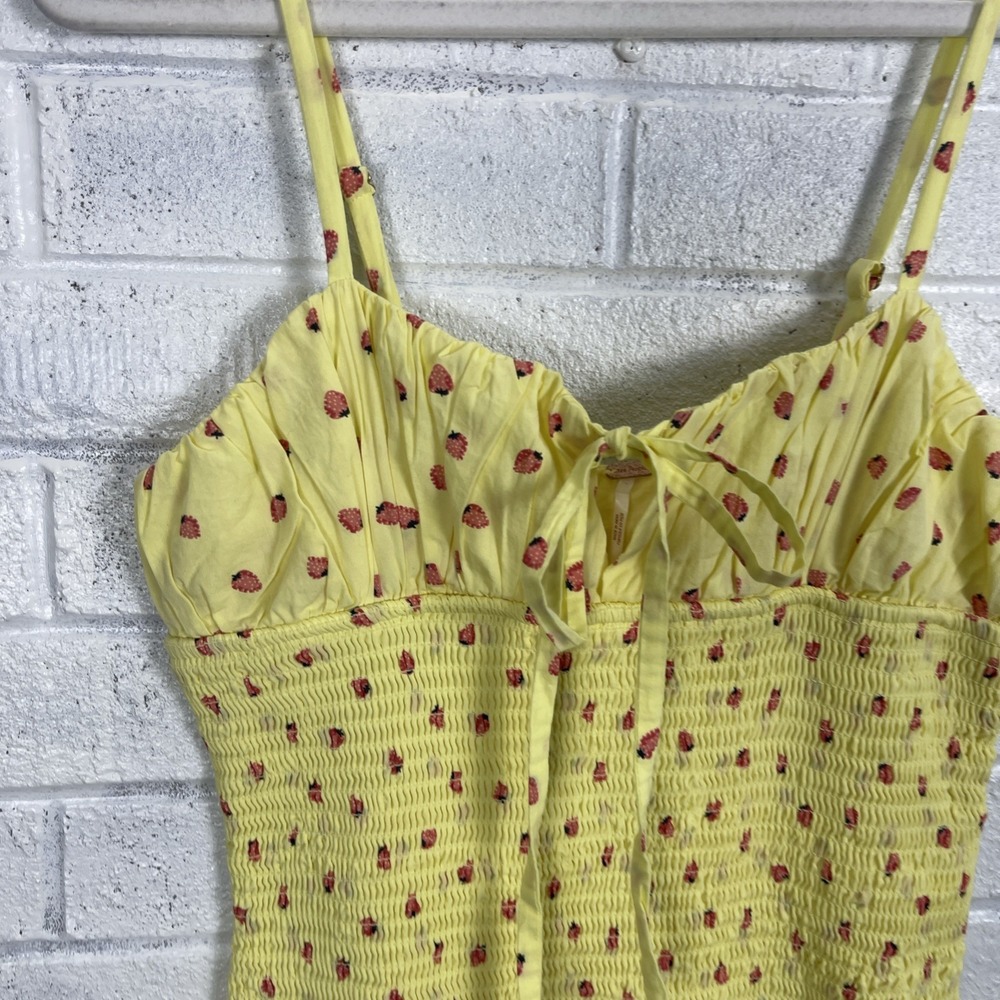 Free People Yellow Midi Dress with Strawberry Print - Picture 4 of 15